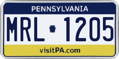 PA license plate MRL1205
