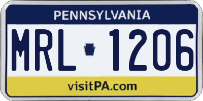 PA license plate MRL1206