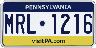 PA license plate MRL1216