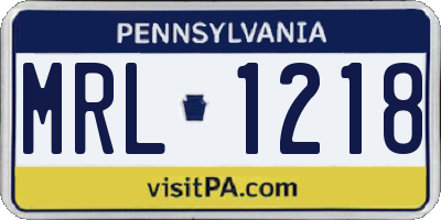PA license plate MRL1218