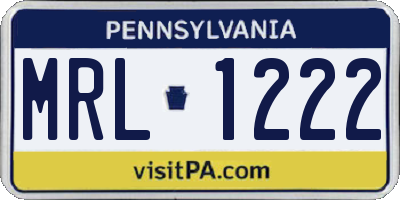 PA license plate MRL1222
