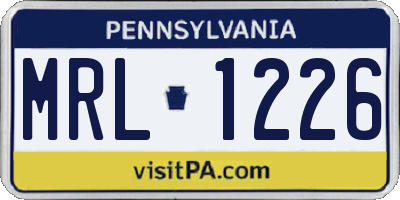 PA license plate MRL1226