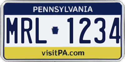 PA license plate MRL1234