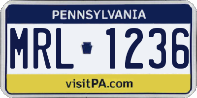 PA license plate MRL1236