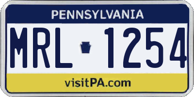 PA license plate MRL1254