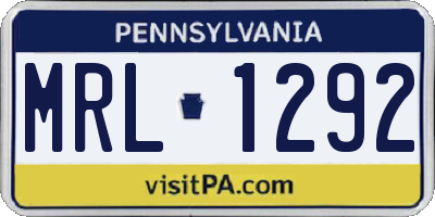 PA license plate MRL1292