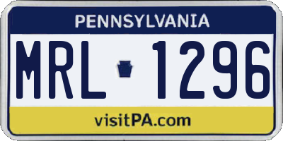 PA license plate MRL1296