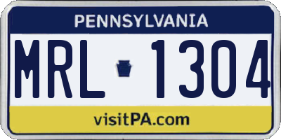 PA license plate MRL1304