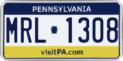 PA license plate MRL1308