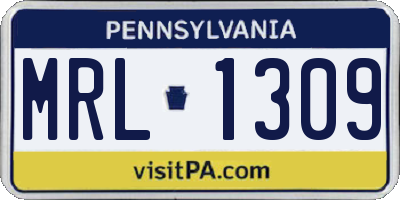 PA license plate MRL1309
