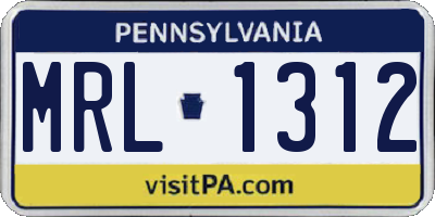 PA license plate MRL1312