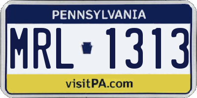 PA license plate MRL1313