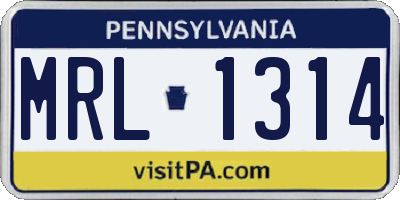 PA license plate MRL1314