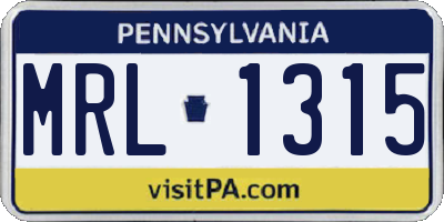 PA license plate MRL1315