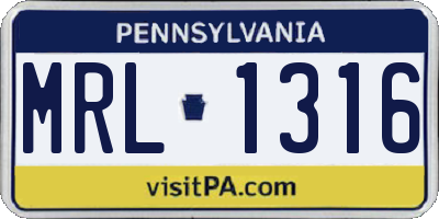 PA license plate MRL1316