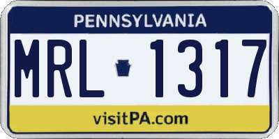 PA license plate MRL1317