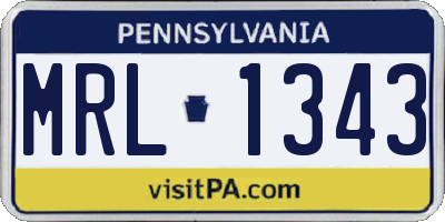 PA license plate MRL1343