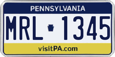 PA license plate MRL1345