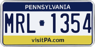 PA license plate MRL1354