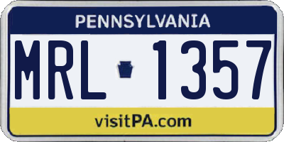 PA license plate MRL1357
