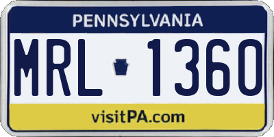 PA license plate MRL1360