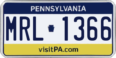PA license plate MRL1366