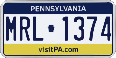 PA license plate MRL1374