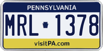 PA license plate MRL1378