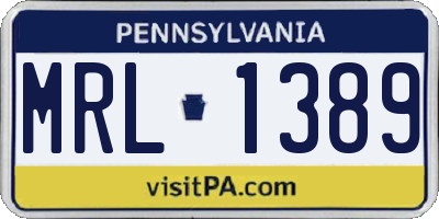 PA license plate MRL1389