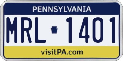 PA license plate MRL1401