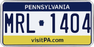 PA license plate MRL1404