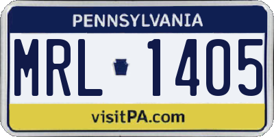 PA license plate MRL1405