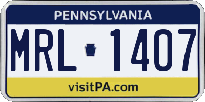 PA license plate MRL1407