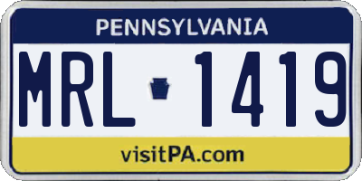 PA license plate MRL1419