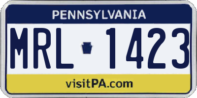 PA license plate MRL1423