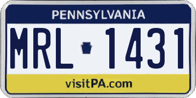 PA license plate MRL1431