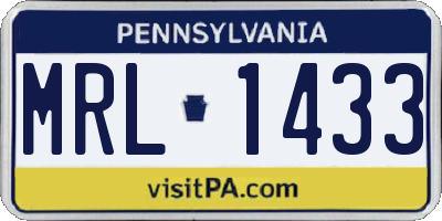 PA license plate MRL1433
