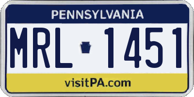 PA license plate MRL1451
