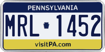 PA license plate MRL1452