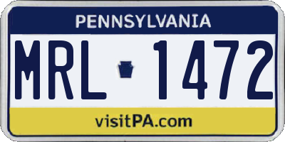 PA license plate MRL1472