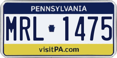 PA license plate MRL1475