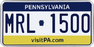 PA license plate MRL1500