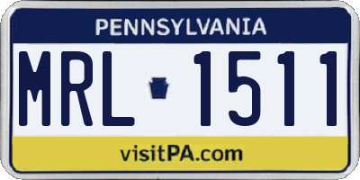 PA license plate MRL1511