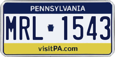 PA license plate MRL1543