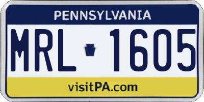 PA license plate MRL1605