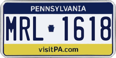 PA license plate MRL1618