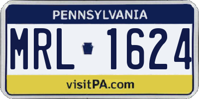 PA license plate MRL1624