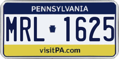 PA license plate MRL1625
