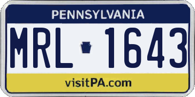PA license plate MRL1643