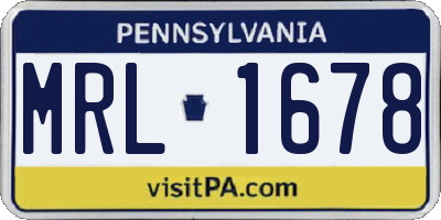 PA license plate MRL1678